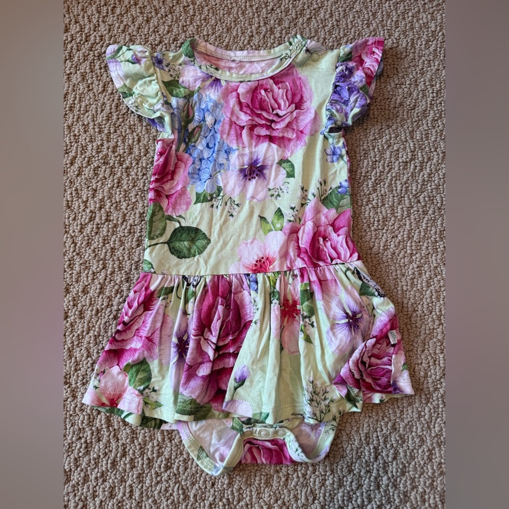 Posh Peanut Kids Dress - Pink and Green